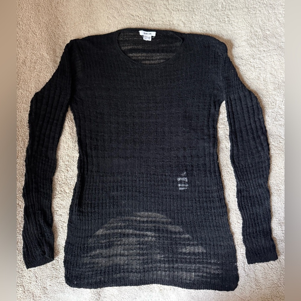 Helmut Lang Black Ribbed Lightweight Crew Neck Sweater